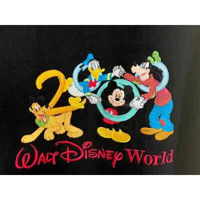 Chaqueta de bombardero Walt Disney World 2000 de cuero/lana negra, LG, EE. UU.  Foto 1 de 4