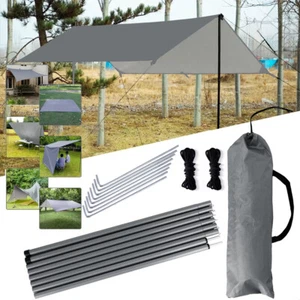 3*5m Tarp Wasserdicht Zeltplane Sonnensegel Hängematte Outdoor Camping Zeltstang - Bild 1 von 21