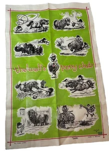 NWOT Vintage Thellwell’s Pony Club Irish Linen Tea Towel Ulster Green Black Red - Picture 1 of 6