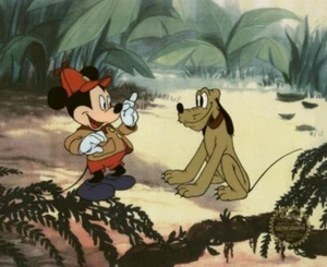 Father's Day! Disney "The Pointer" Sericel Serigraph cel Mickey & Pluto hunting - Picture 1 of 3