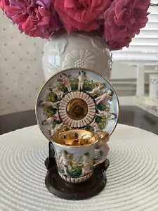 Capodimonte Italy Demitasse Cup & Saucer Angels Cherub Vintage - Picture 1 of 19