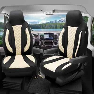 Fundas de asiento de autocaravana adecuadas para Dethleffs Globetrotter X 650 (beige-negro) - Imagen 1 de 11