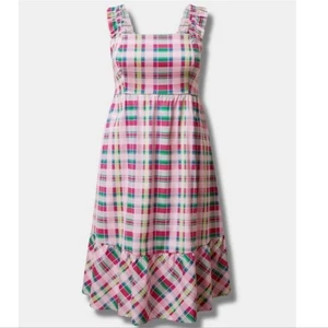 Torrid Kleid Damen Größe 10 kariert Stufen Midi ärmellos Party Brunch NEU pink - Bild 1 von 7
