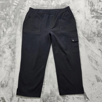 Pantalón de fin de semana Susan Graver para mujer talla M negro tiro alto cargo corto capri Foto 1 de 4