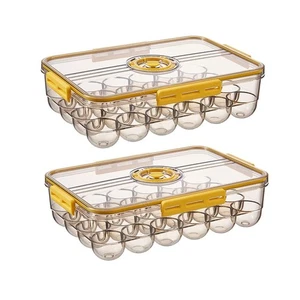 Egg Holder for Fridge - 24 Egg Plastic Organizer with Lids (2 pack) - Picture 1 of 6