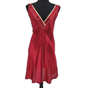 Jones New York Schlupfkleid rot gold Vamp 90er elegant romantisch Dessous Gr. L - Bild 1 von 9
