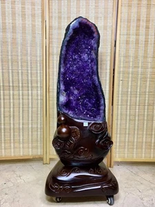 138LB Natural Amethyst Geode Cathedral Crystal Cluster specimen Repair + Stand - Picture 1 of 8