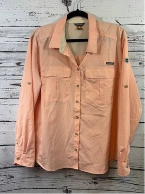 Camisa para mujer Eddie Bauer beige melocotón manga larga abotonada XL Foto 1 de 4