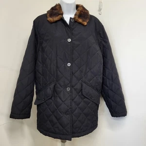 Lauren Ralph Lauren Mantel Damen Gr. Large schwarz gesteppt braun Kunstfellkragen  - Bild 1 von 18