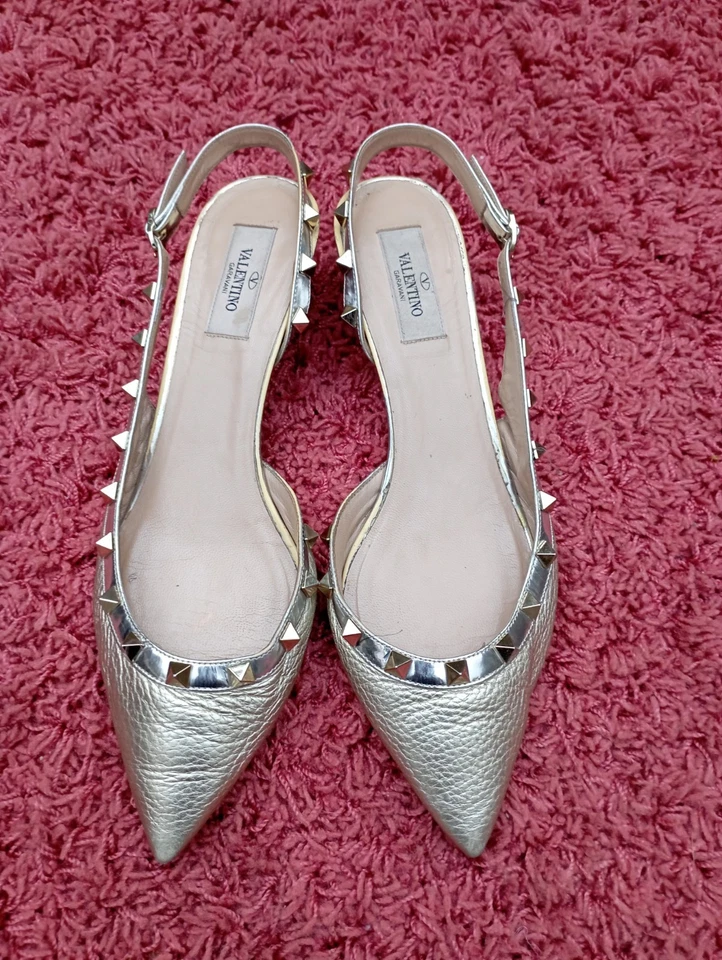 Valentino Garavani Golden Leather Kitten Hell Size 39 - Image 1 of 4