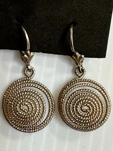 925 STERLING SILVER “MILOR” ITALY CONICAL CONCENTRIC RING FRENCH WIRE EARRINGS - Picture 1 of 16