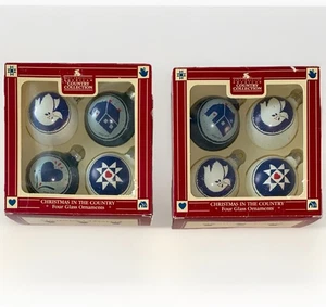 2 Boxes Vtg Hallmark American Country Rustic Farm Dove Christmas Ornament Balls - Picture 1 of 7
