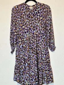 Scotch & Soda Girls Sz10 Purple Leopard Tiered Dress - Picture 1 of 9