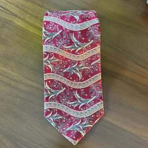Corbata de seda floral tejida roja y platino de Robert Talbott Best of Class hecha en EE. UU. - Imagen 1 de 8