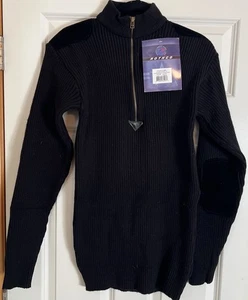 Neu mit Etikett Rothco Herren XL 1/4-Reißverschluss Commando Pullover schwarz mit Ellenbogen-Patches - Bild 1 von 9