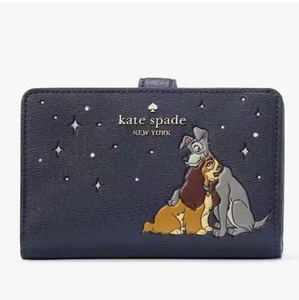 Disney x Kate Spade New York LADY AND THE TRAMP Medium faltbare Geldbörse marineblau NEU - Bild 1 von 8