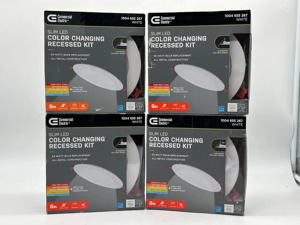 Commercial Electric 6" LED Slim Color Changing Recessed Kits 1004655267