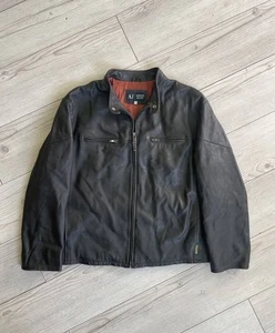 Armani Jeans Leather Jacket L Mens - Picture 1 of 17