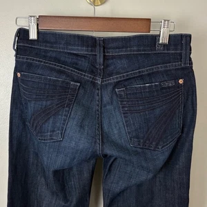 Pantalones de mezclilla Seven 7 For All Mankind Dojo para mujer 28X33 tiro bajo elásticos corte bota acampanados - Imagen 1 de 16