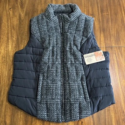 NUEVO Chaleco acolchado a cuadros negro con cremallera talla 2XL talla 2XL talla con volantes tallados Foto 1 de 4