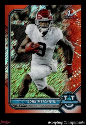 2022 Bowman University Chrome Orange Shimmer #47 John Metchie III 1st ROOKIE /25 - Image 1 of 2