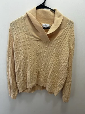 STUDIO WORKS WOMEN'S YELLOW CABLE-KNIT LONG SLEEVE PULLOVER SWEATER - SIZE PXL - Image 1 of 4