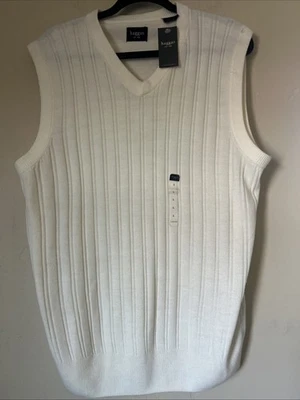 男式全新带标签 Haggar 奶油套衫罗纹背心,尺寸 L — 第 1/4 张图片