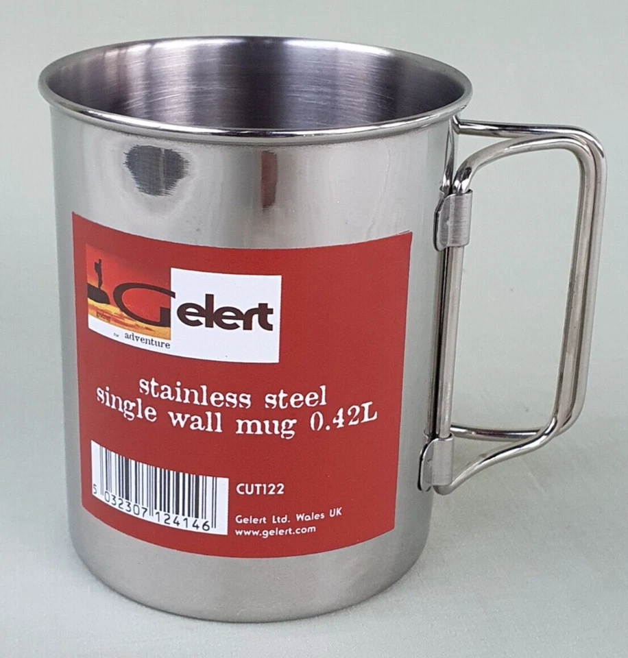 Новый из старых запасов Gelert 0,42 л из нержавеющей стали одинарной стены кемпинг пикник кружка складная ручка - Изображение 1 из 4