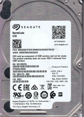 Seagate BarraCuda 5TB ST5000LM000 5400RPM SATA 2.5" Laptop HDD Hard Drive - Image 1 of 4