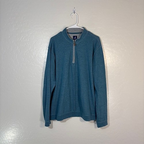 VETEMENTS Felpa Johnnie O uomo XL pullover 1 4 zip blu misto cotone golf