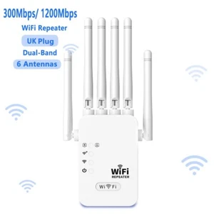 300/1200Mbps WiFi Repeater 2.4G/5G Wireless Range Signal Booster 6 Antenna UK - Picture 1 of 12
