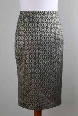 Falda Lápiz ANN TAYLOR NUEVA CON ETIQUETAS $89 Dorada Metálica Jacquard Brillo Forrada Talla 2 Foto 1 de 4