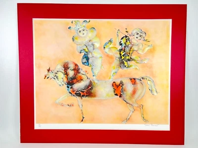 Sakti Burman Lithograph Print L/E Signed in Pencil Circus Horse Jester Theme - Image 1 of 4