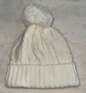 GAP Kids Ivory Beanie Hat With Pom S/M - Picture 1 of 6