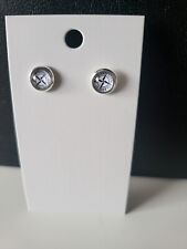 Pair of B&W Stone Island Style Stud Earrings. 6mm". Silver Base. Matching Backs