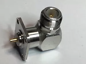 N Type Female Right Angle Coax Connector PANEL Mount Socket. 50 Ohm. - Picture 1 of 4