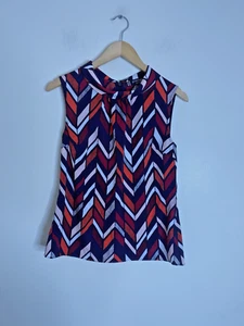 Principles Ben de Lisi Top Größe 10 Damen Bluse Chevron Trägershirt ärmellos Kragen - Bild 1 von 8