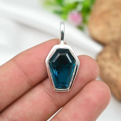 Indicolite Tourmaline Pendant Gemstone Handmade 925 Sterling Silver Jewelry Gift - Image 1 of 4