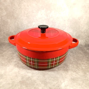 The Bake Shop Masterclass Holiday Red Plaid Casserole Dish w/ Lid Christmas Fun - Picture 1 of 6