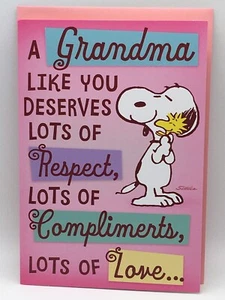 Biglietto Hallmark Happy Mother's Day GRANDMA FUNNY Snoopy Peanuts 8x5,5 - Foto 1 di 6