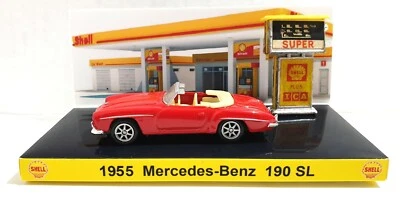Welly 1955 MERCEDES-BENZ 190 SL Model Car & SHELL PETROL PUMP on Custom Display - Image 1 of 4