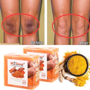 2PCS Turmeric Soap Bar Skin Brightening Soap Reduces Dark Spots Acne Lightening - Picture 1 of 13
