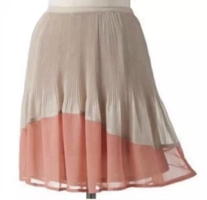 NWT Lauren Conrad Womens Peach & Tan Pleated Double Layer Skirt Size S - Picture 1 of 5
