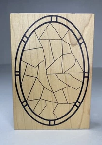 Just One More Stamp Rubber Stamp K00237 Stained Glass Window Oval - Picture 1 of 5