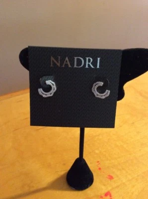 $40 Nadri Wrap Hoop Earrings Silver Tone Cubic Zirconia  279 - Image 1 of 4