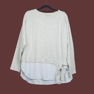 Sudadera Top Loft Mujer Marfil Moteado Capas Nudo Delantero Talla L Nueva con Etiquetas - Imagen 1 de 5