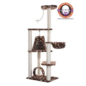Armarkat Classic real woodCat Tree Model A6601,Saddle Brown with White Paw Print - Picture 1 of 10