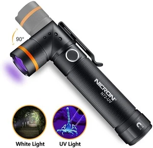 NICRON White/UV Light LED Flashlight N72-UV 90 Degree Twist Waterproof 800LM - Picture 1 of 10