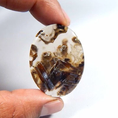 Natural Pseudomorph Stick Agate Gemstone Oval Shape Cabochon Loose 47 Cts #7547 - Image 1 of 4