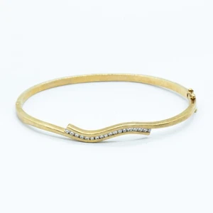 9ct 9k Yellow Gold Diamond Hinge Oval Bangle TDW 0.36ct 62mm 13.4 Grams. New - Picture 1 of 12